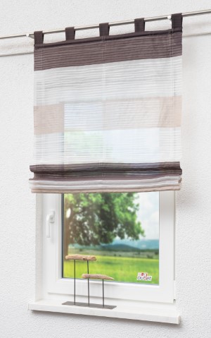 Fensterdekoration - Brauntönen zarte Raffrollo in Braun warmen in