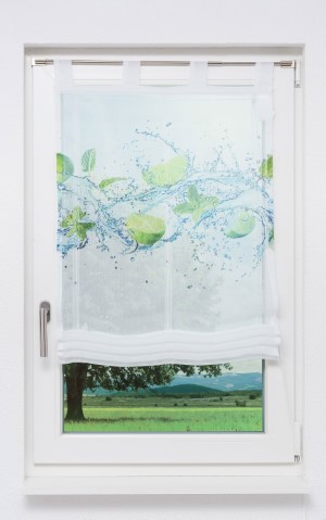 Raffrollo in Grün - zarte Fensterdeko natürlichen Grüntönen in